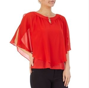 Red Chiffon Blouse